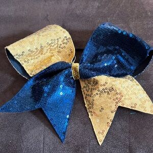 Navy and Gold Glitter Cheer Bow